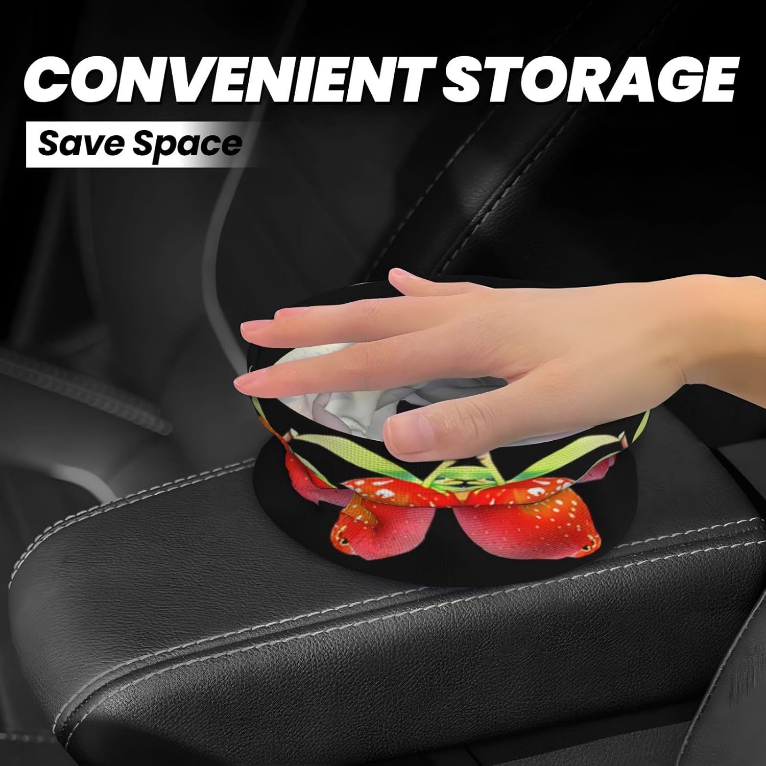 Strawberry Lemon Portable car Trash can, Practical car Storage Bucket, Practical, Convenient and Foldable, a Must-Have for Cars. image 4