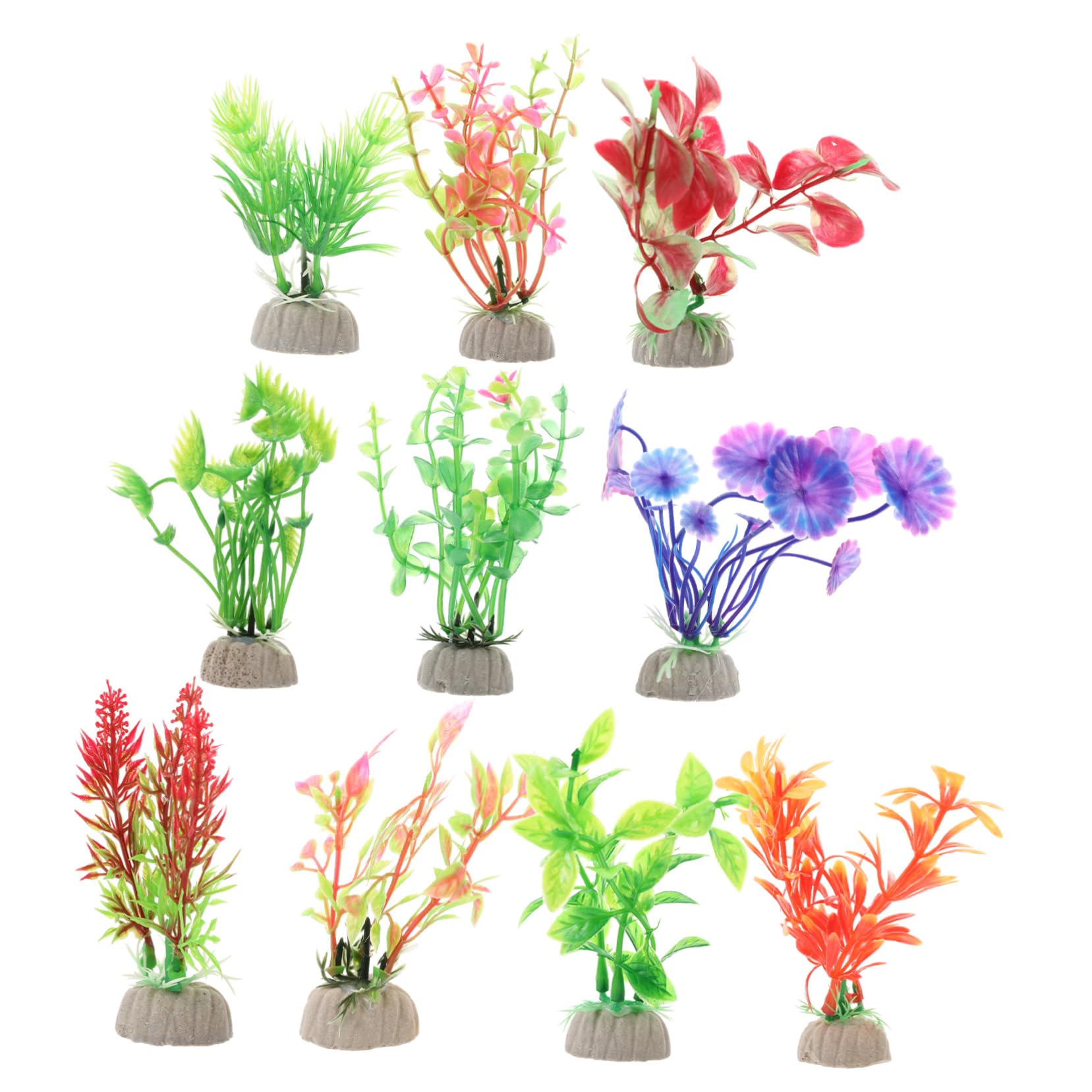 ABOOFAN 5 Set Piante Acquatiche Artificiali Arredamento Carri Armati Acquatico Pianta Decorazioni Per Accessori Per Acquari Piante D'acquario Finte Plastica 10 Pezzi*5