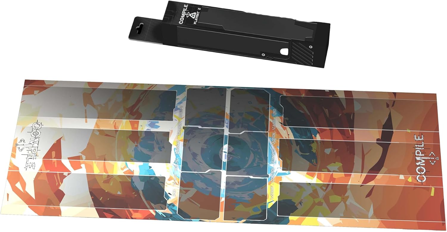 Synapses Games: Compile: Playmat 2 - Measures 11 x 29.5, Vinyl Neoprene Playmat to Organize Cards, Area Control Strategy Card Game Accessory