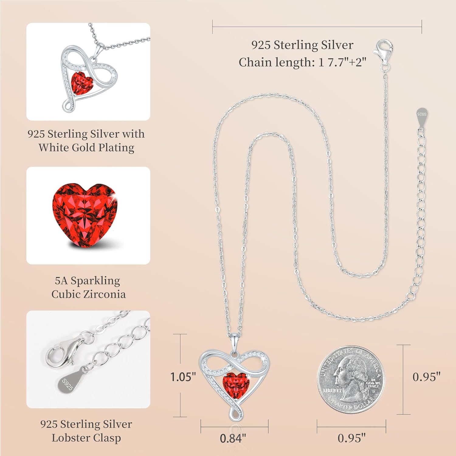 925 Sterling Silver Infinity Necklace - Exquisite Silver Jewelry for Women, Love Heart Necklace for Birthday, Anniversary, Valentine’s Day - Ideal Gift for Girlfriend, Wife, Mom, or Her