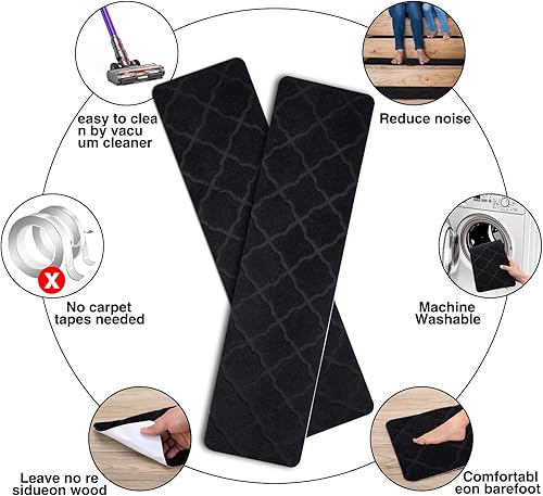 Miniatura 10 de Peldaños de escalera para peldaños de madera, 15 unidades, 8 x 30 pulgadas, alfombras antideslizantes para interiores, para niños, ancianos y Cubo