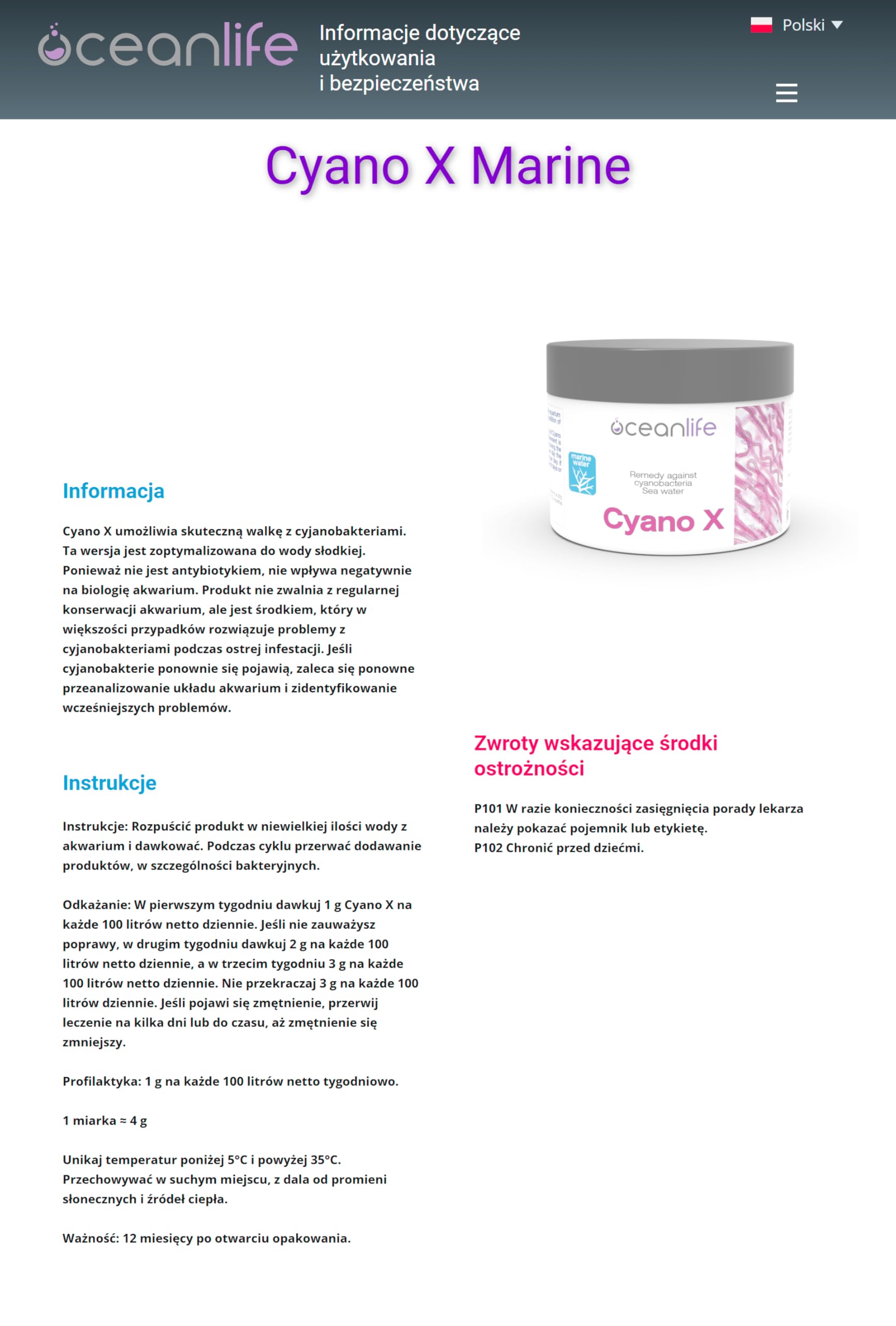 Oceanlife Cyano X Marine Water - 250ml (~200g) - Rimedio Contro i cianobatteri in Acquario d'Acqua Marina