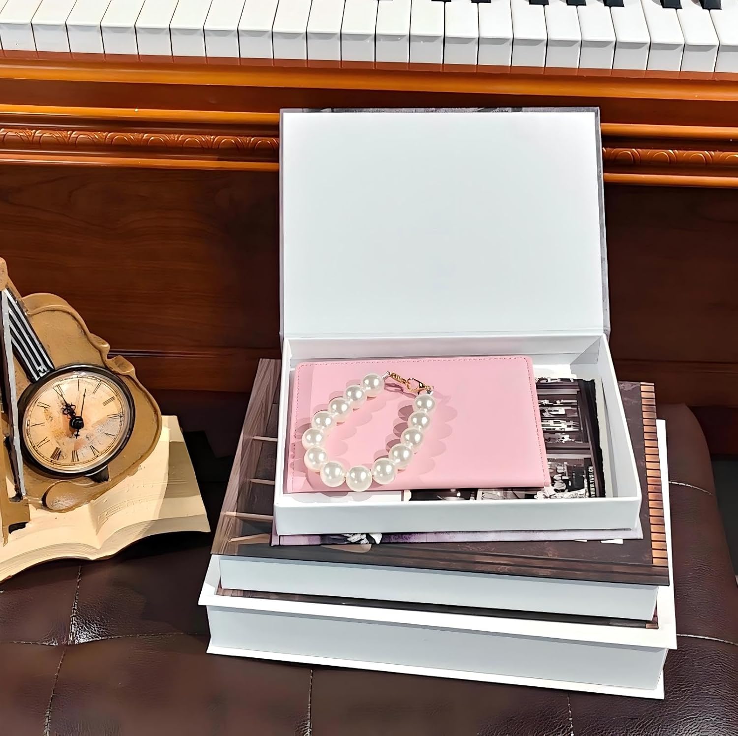 LUNETH Decorative Books for Home Decor - Set of 3 Faux Books for Coffee Table Decor, Fake Book for Decoration, Aesthetic Faux Book Storage Box for Living Room Bookshelf