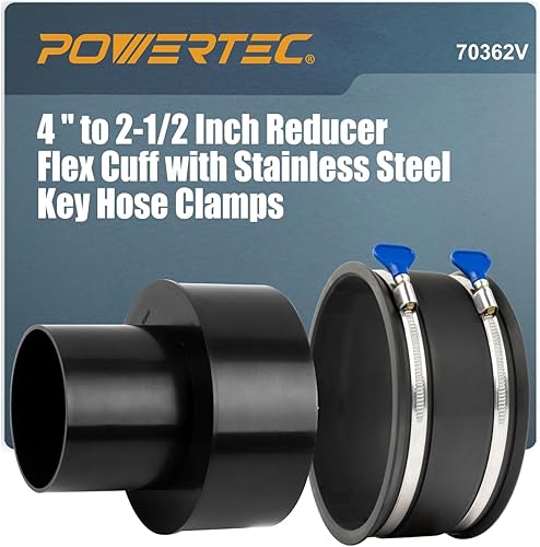 Vista 17 de POWERTEC 70281-P2 Manguito Flexible de Control de Polvo de 6 Pulgadas con Abrazaderas de Manguera de Llave Ajustable, Acoplador de Manguito de Goma