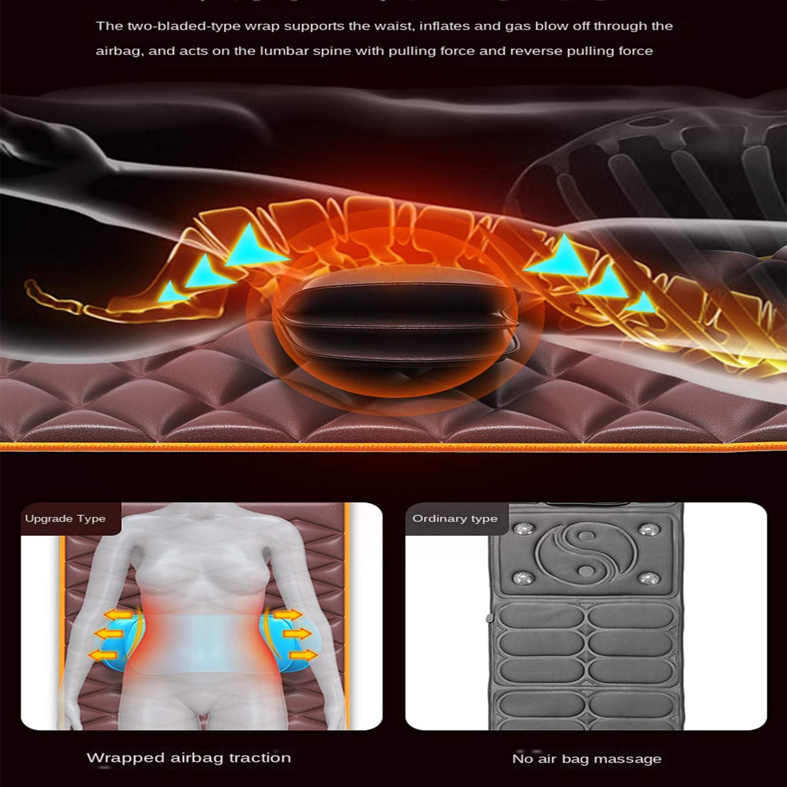 Esterilla de masaje de cuerpo completo con calor - Colchón de masaje vibratorio con 10 motores para aliviar el dolor de espalda, masajeador de cuerpo completo para cuello y espalda, almohadilla t