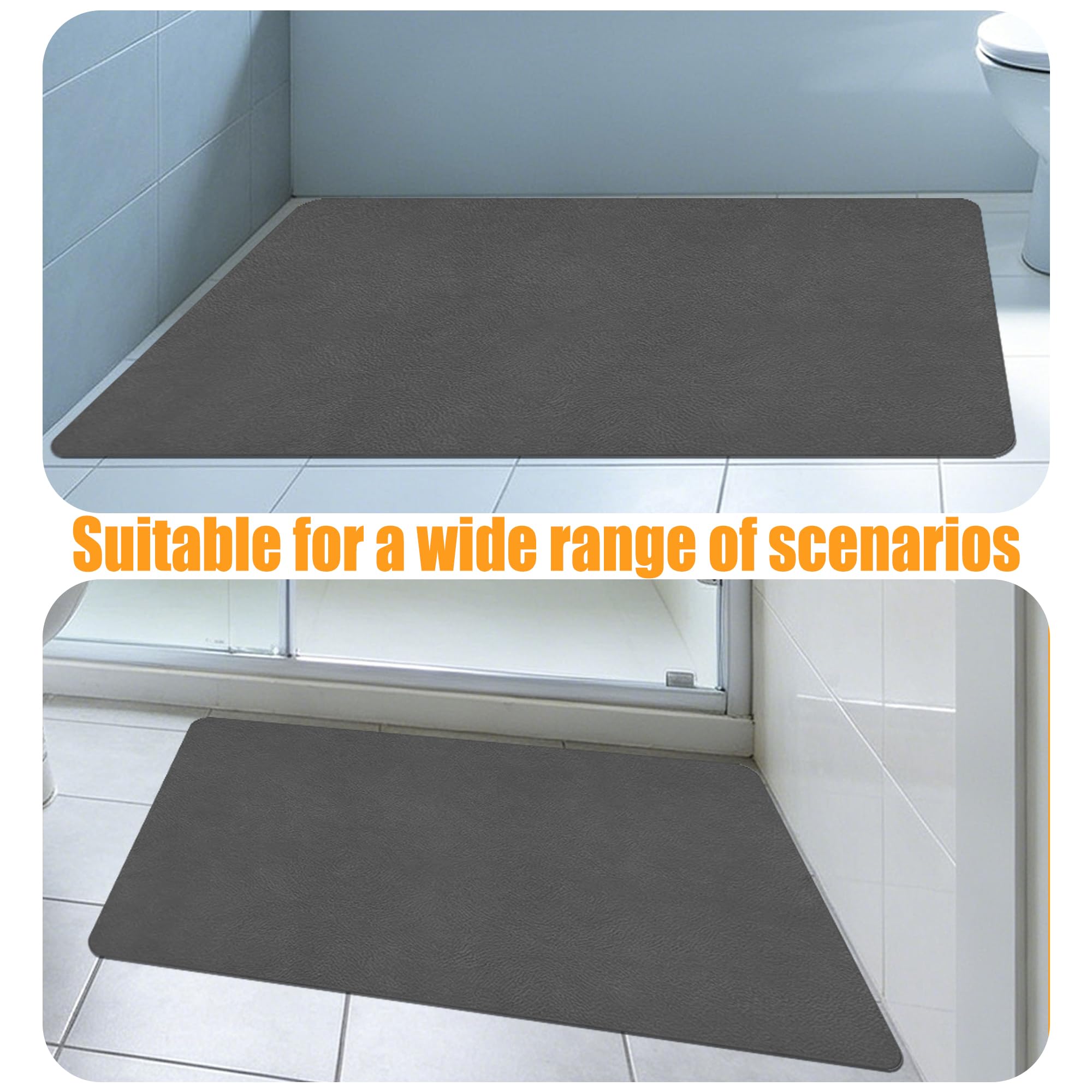 Tappeto Bagno Diatomite Antiscivolo 50 x 60 cm Assorbente Tappetino da Bagno Antiscivolo e Antimuffa Antimuffa per Doccia, Cucina, Ingresso, Grigio Scuro