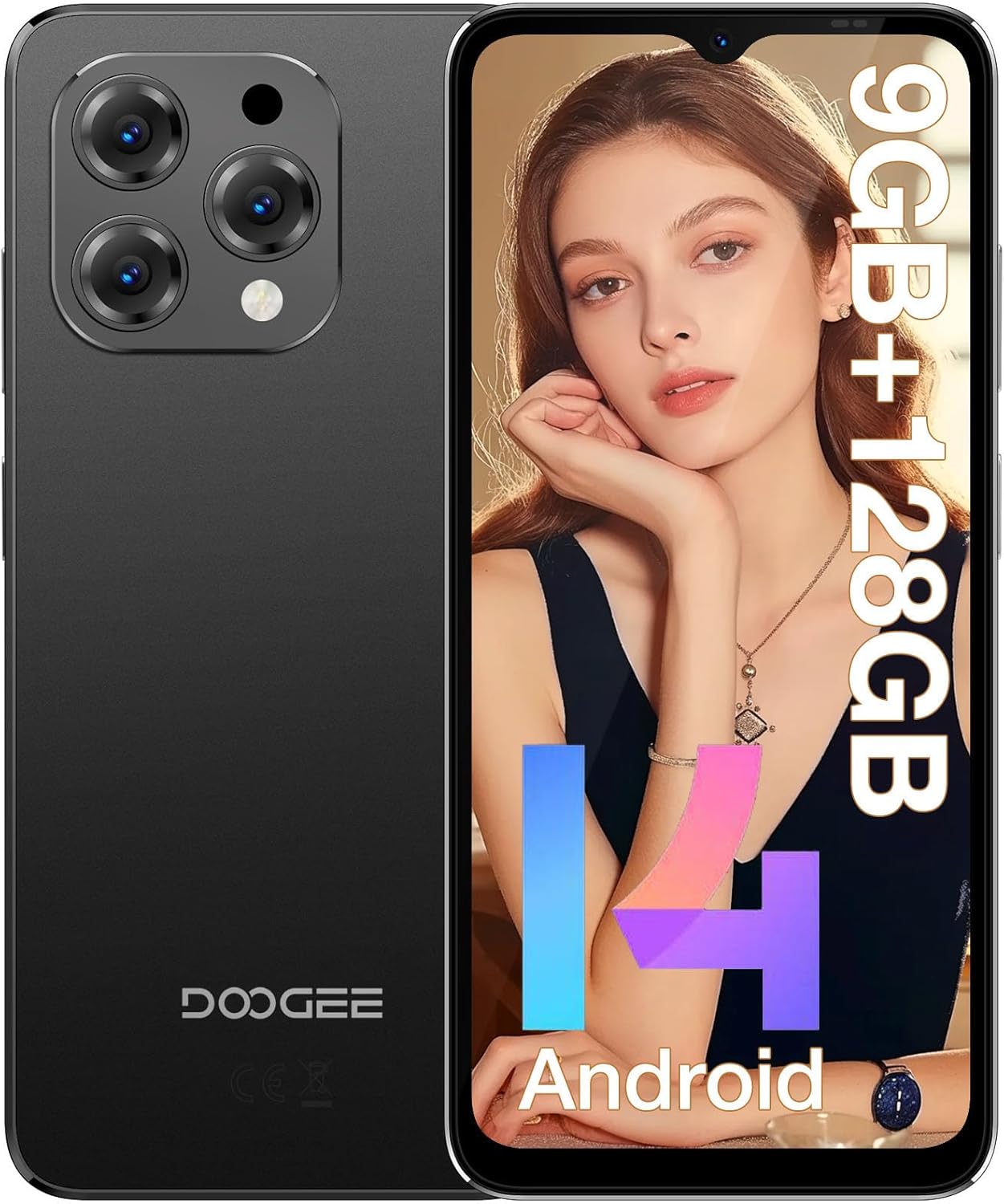 DOOGEE N55 (2025) Android 14 Cell Phone,9GB+128GB Expandable 1TB Android Phone,6.56″ HD+ 90Hz Unlocked Cell Phone,5150mAh Battery,13MP+8MP,Dual SIM 4G Phone,Face Unlock,OTG/T-Mobile DOOGEE N55 (2025) Android 14 Cell Phone,9GB+128GB Expandable 1TB Android Phone,6.56″ HD+ 90Hz Unlocked Cell Phone,5150mAh Battery,13MP+8MP,Dual SIM 4G Phone,Face Unlock,OTG/T-Mobile