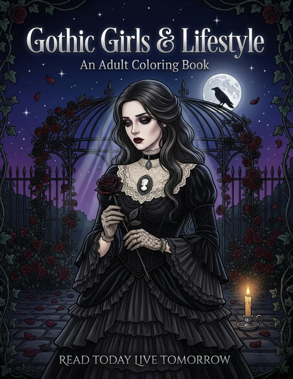 Gothic Girls & Lifestyle: An Adult Coloring Book: 50 Intricate Coloring Pages Featuring Gothic Girls, Victorian Style, Dark Aesthetics, Gothic ... and Romantic Vintage Scenes for Relaxation