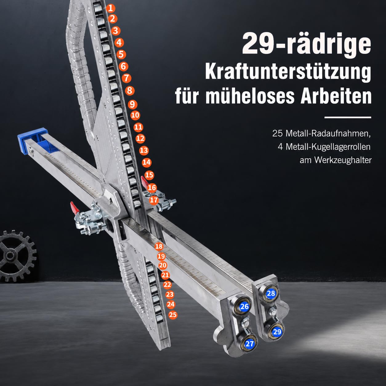 Gipskarton Schneider, Trockenbau Schneidwerkzeug mit Doppel-Führung | 29 Rollen, Dual Locator Faltbar, Taschen und Handschuhen, Präziser Plattenschneider für Gipskartonplatten