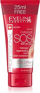 Eveline Cosmetics SOS Rich Moisturising Repair Hand and Nail Nourishing Cream for very Dry and Cracked Hands | 100 ML | 5% UREA+ Lanolin | Fast-absorbing Non-greasy Concentrated Formula | Intense Care