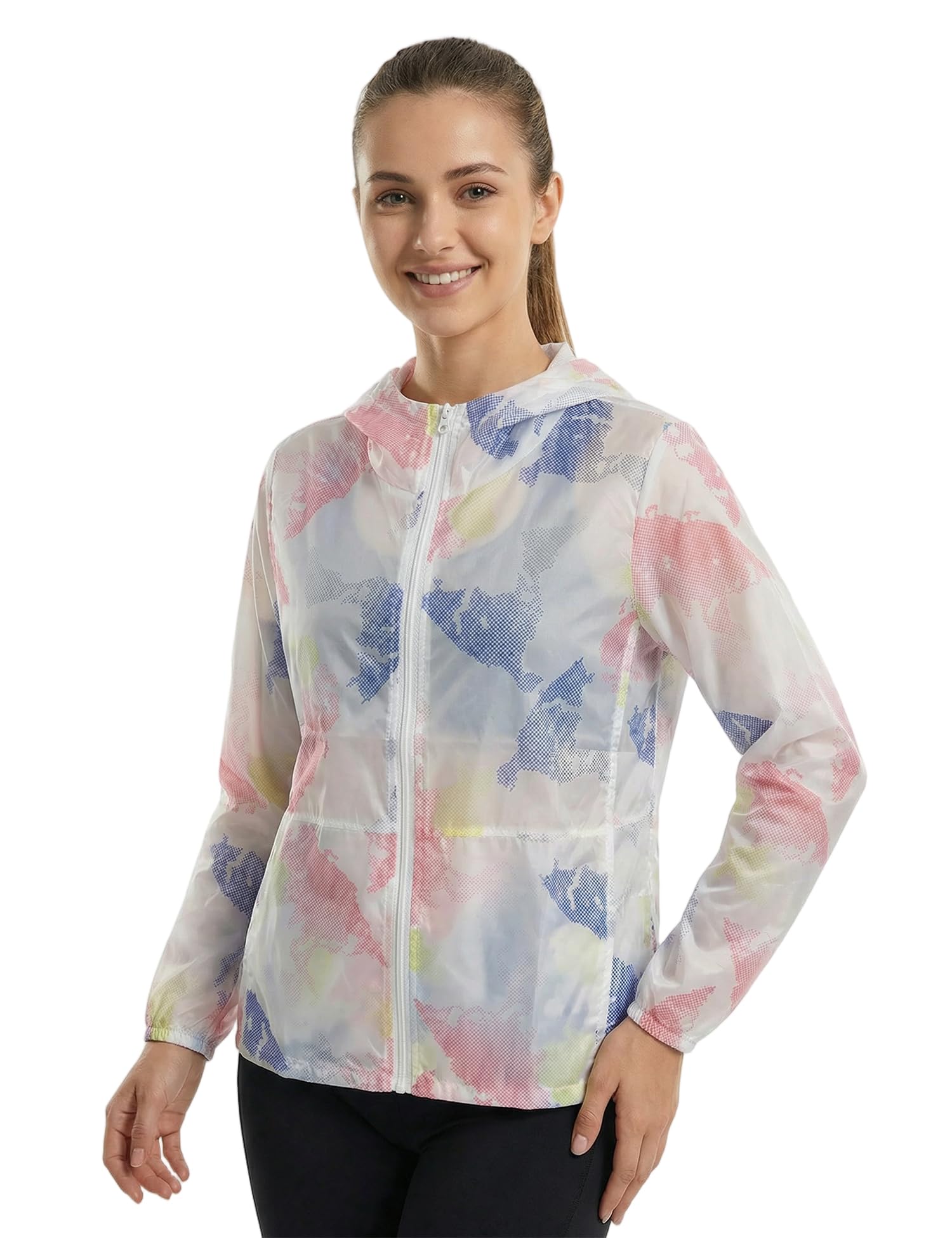 Venzina Women's UPF 50 Sun Protection Jacket, Camo Hoodie, White XL