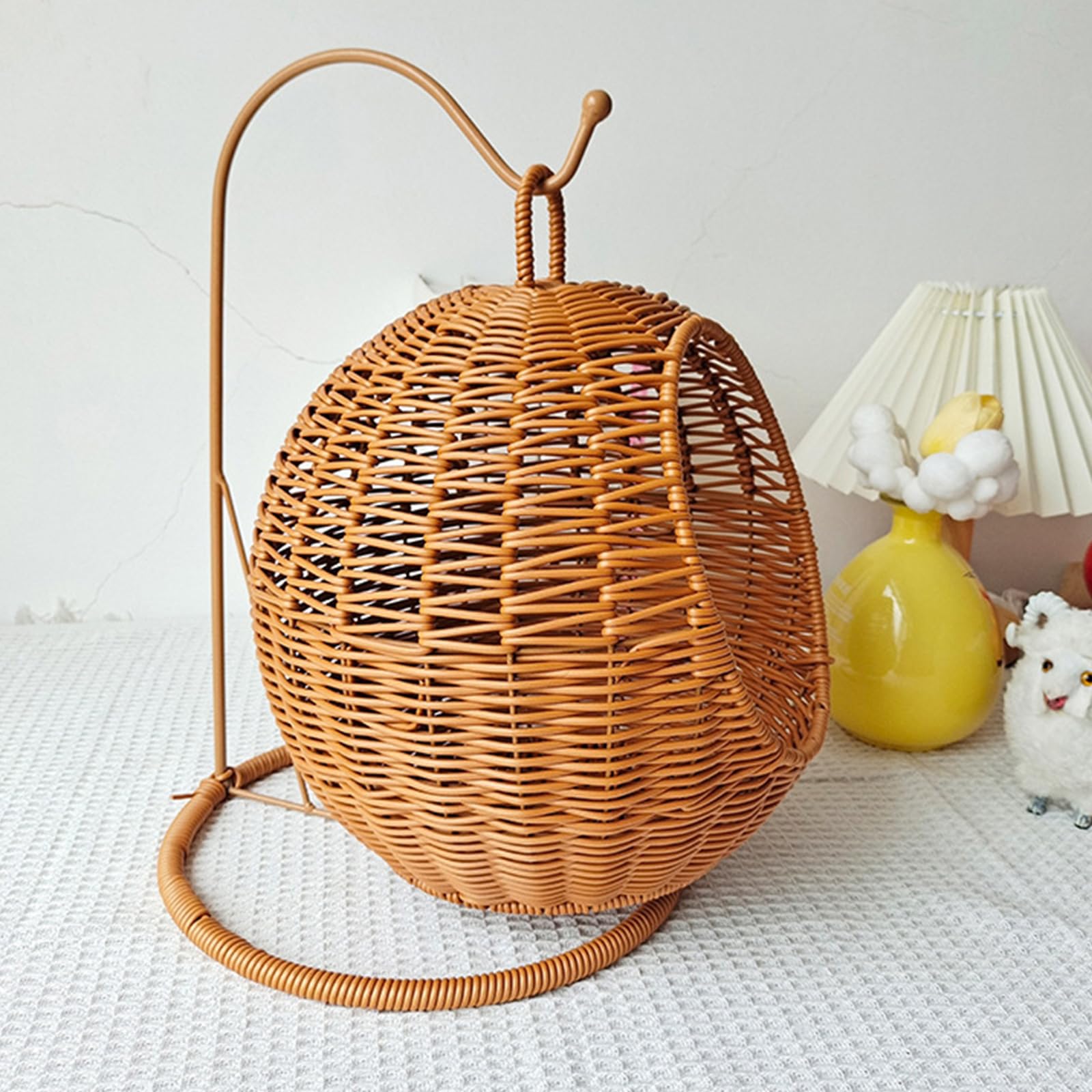 Cesta per gatti in finto rattan, letto amaca da appendere per piccoli spazi, comoda cuccia per gatti di piccola taglia per interni