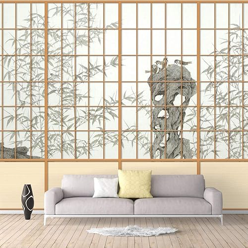 Miniatura 1 de NWT Murales de pared para dormitorio, ventanas de rejilla japonesas, papel tapiz extraíble, calcomanías de pared para despegar y pegar, 66 x 96