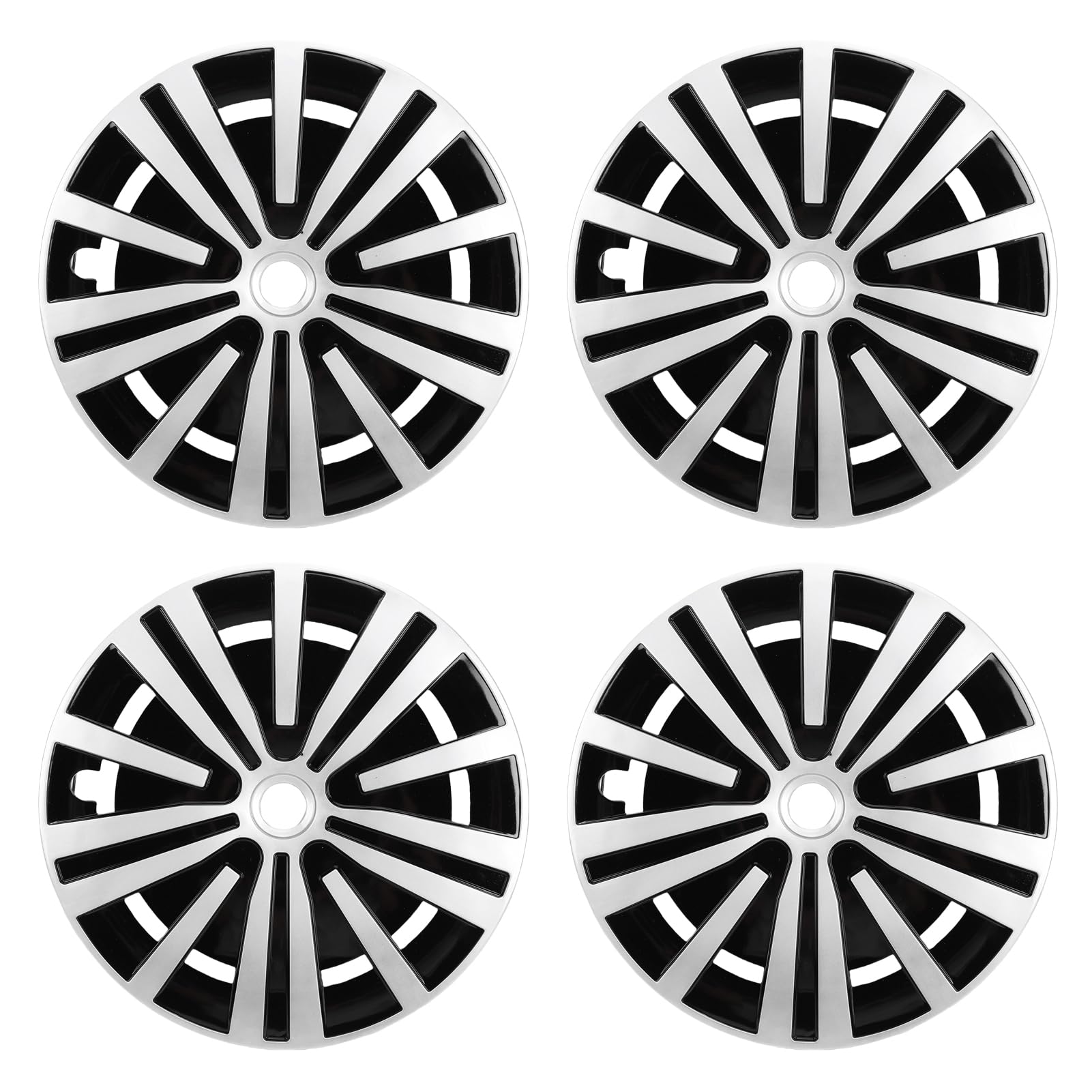 Aramox Copricerchio 15 Pollici, Coprimozzi in Materiale ABS Argento Nero per 208 500 V40, Facile Installazione a Clamp/Holder per un Aggiornamento Elegante dell'auto