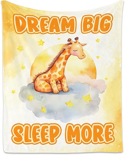Giraffe Blanket, Cute Soft Throw Gifts for Boys, Cozy Flannel Throw Blankets for Bed Travel, Yellow 50"x60"