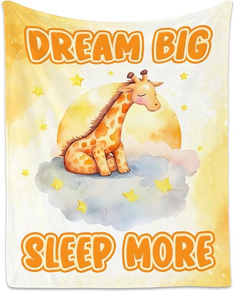 Giraffe Blanket, Cute Soft Throw Gifts for Boys, Cozy Flannel Throw Blankets for Bed Travel, Yellow 50"x60"