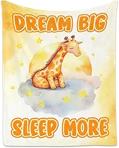 Giraffe Blanket, Cute Soft Throw Gifts for Boys, Cozy Flannel Throw Blankets for Bed Travel, Yellow 50"x60"