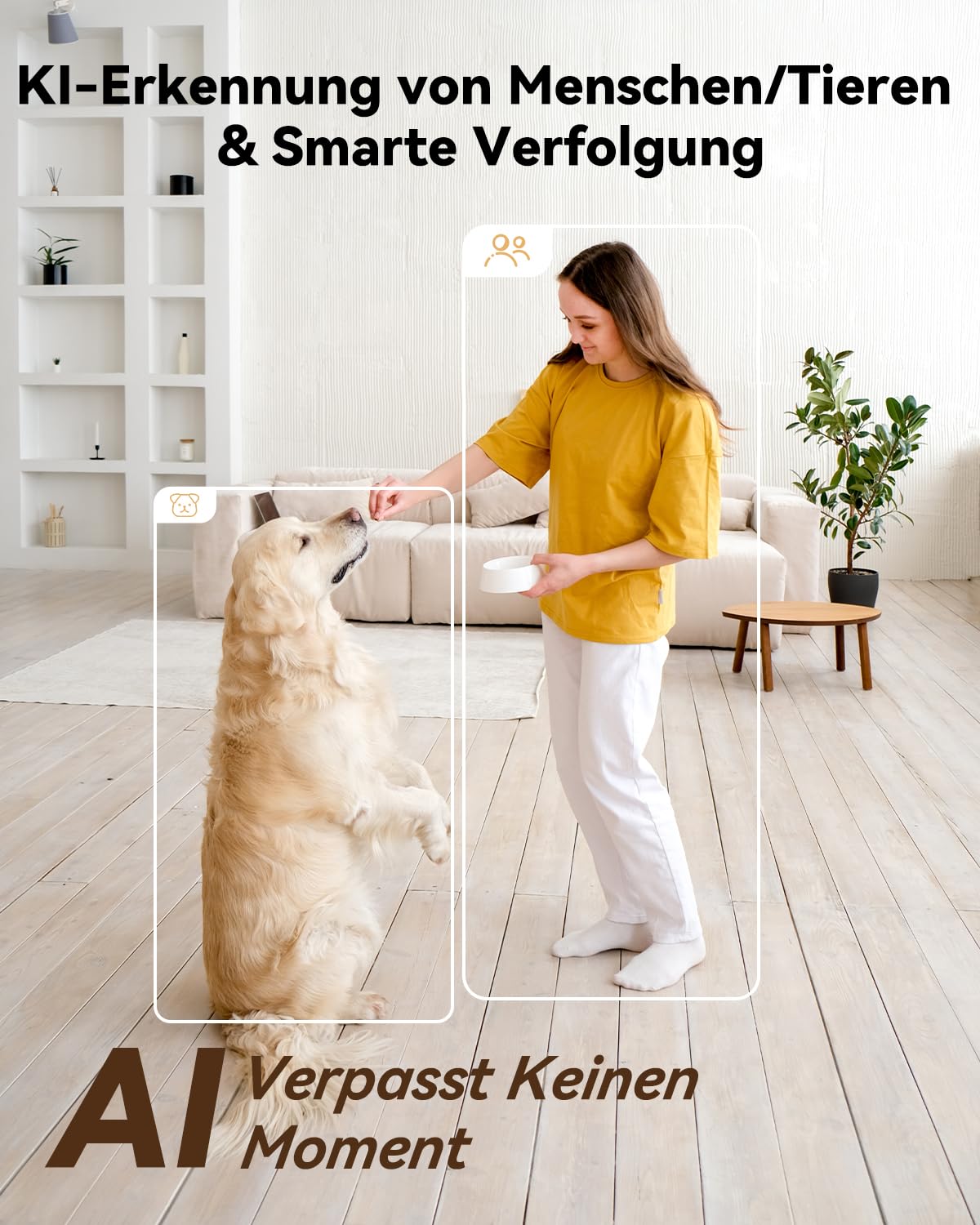 Imou 4MP Dual Kameras Überwachungskamera Innen mit Person/Haustiererkennung, 2.4GHz/5GHz WiFi, 360° PTZ WLAN Überwachungskamera Innen, Farbnachtsicht, Auto Tracking, 2-Wege-Audio,Sirene,One Touch Call