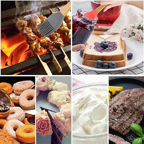 Miniatura 6 de Juego de espátulas de silicona pequeñas, paquete de 5 mini espátulas raspadoras con mango de bambú para raspar cocinar, hornear, mezclar, espátula,