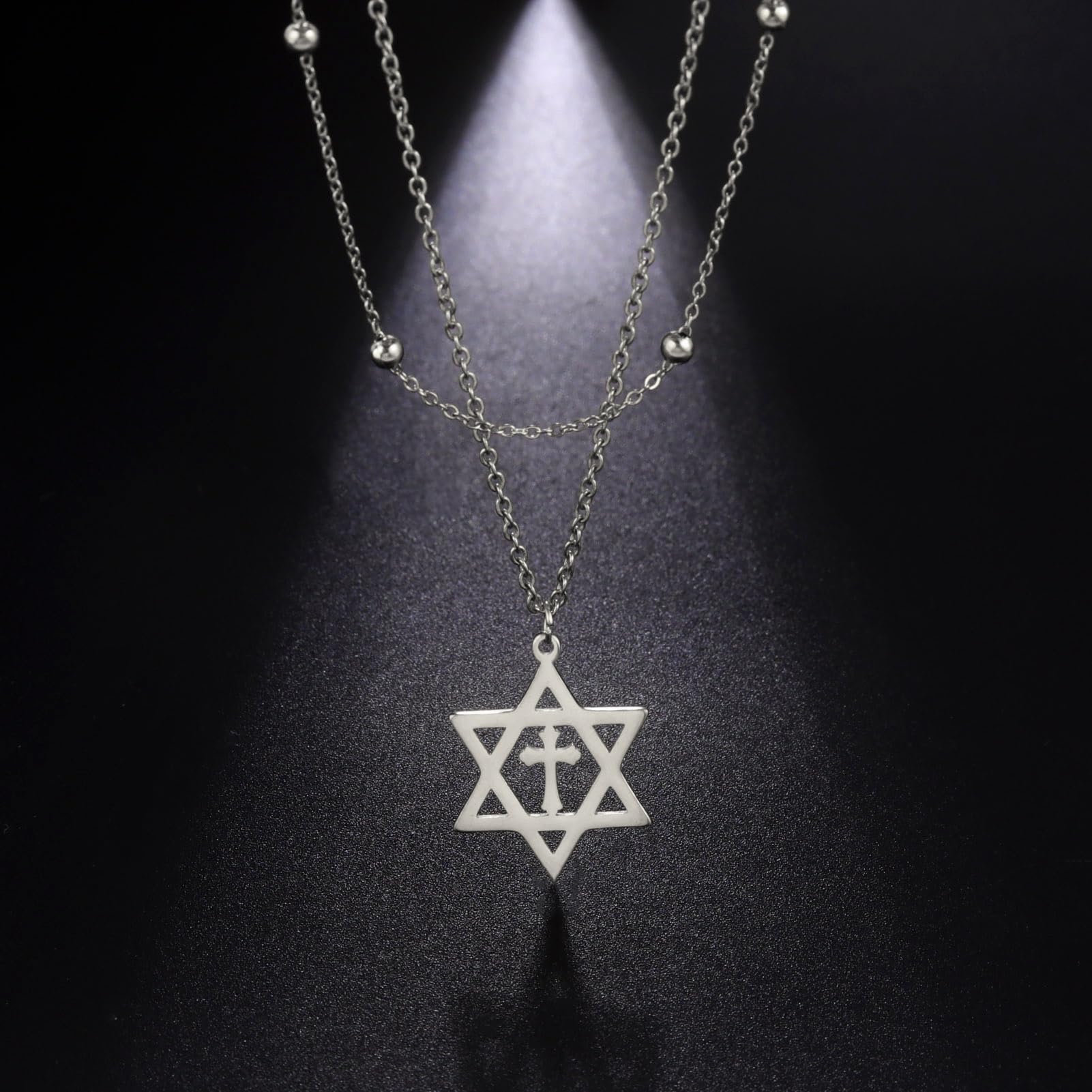 Collana Stella di David per donna Ciondolo esagonale ebraico classico in acciaio inossidabile con collane a croce Gioielli Isaia Amuleto religioso