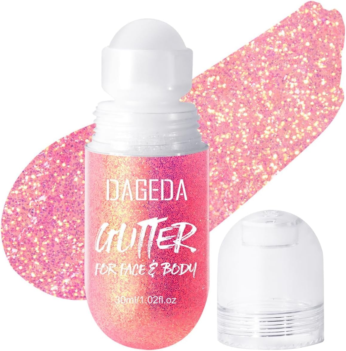 Pink Body Glitter Gel, Roll-on Hair Face Glitter Makeup Accessories | Chameleon Color Glitter Gel for Singer Concert Rave Party Girly Y2k Accessories, Mermaid-like Body Shimmer Halloween Makeup