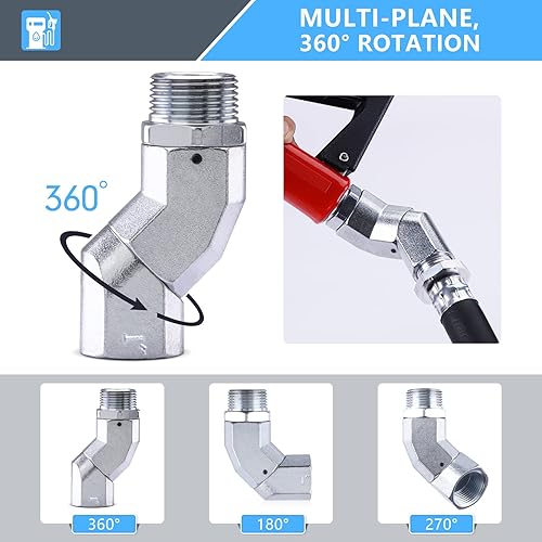 Miniatura 7 de Manguera de combustible de 34 pulgadas, conector giratorio, boquilla de combustible giratoria de 34 pulgadas, NPT 360, multiplano giratorio para