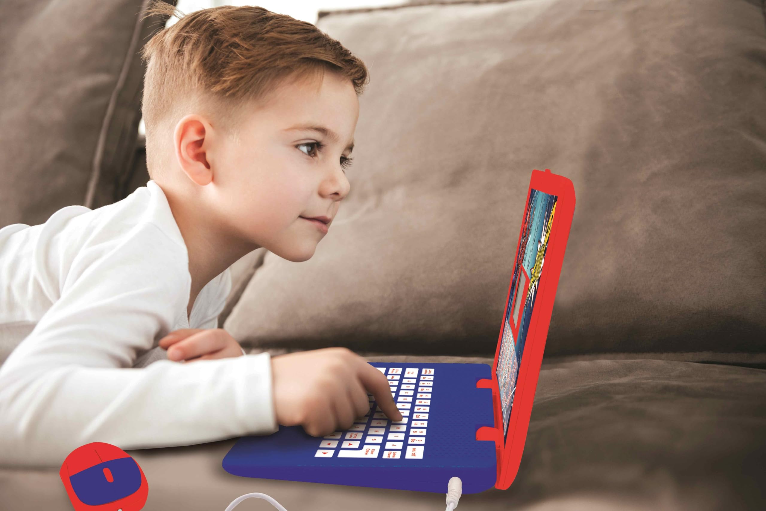LEXIBOOK, Spider-Man, Portátil Educativo, JC598SPi2LXB | Español/Inglés, 124 actividades, juegos educativos y música