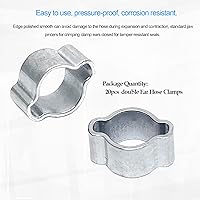 Vista 2 de 20 clips de manguera de oreja ajustables de 0.27 a 0.27 pulgadas, abrazadera de manguera de dos orejas, abrazaderas de manguera de doble oreja