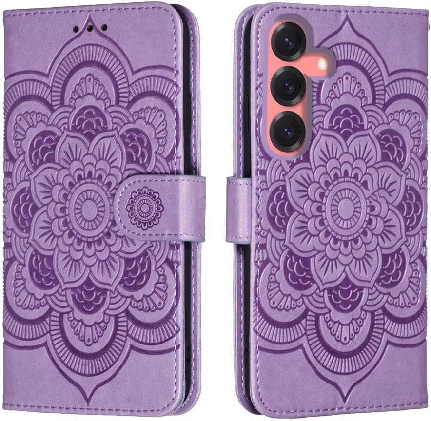 for Samsung Galaxy S25 / Galaxy S24 Case Wallet with Card Holder Kickstand Magnetic Soft Leather Flip Fold Case for Samsung S25 Cover (Purple)