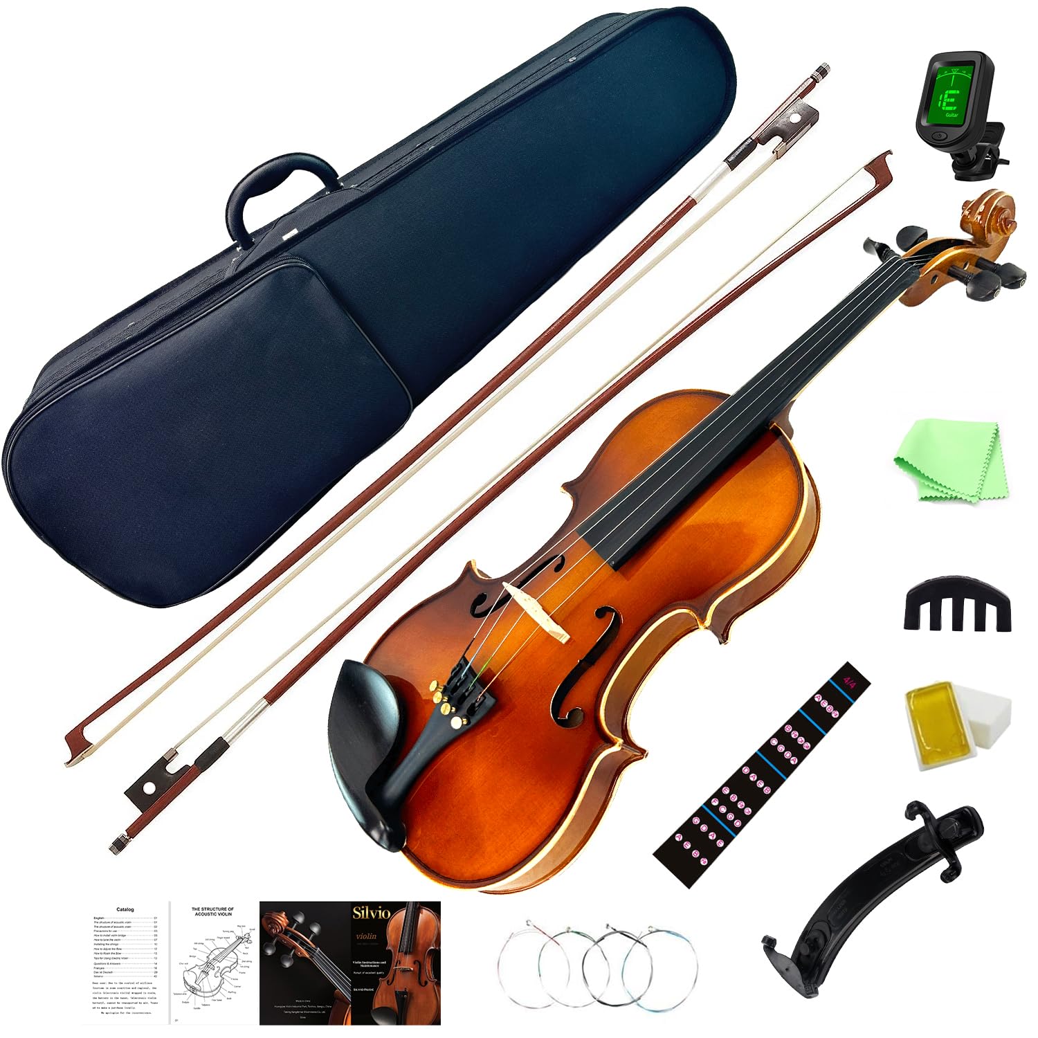 silvio violin [Premium Solid Wood Violin] Premium Solid Wood Violin - 4/4 Violin Set for Beginners - Edging Process
