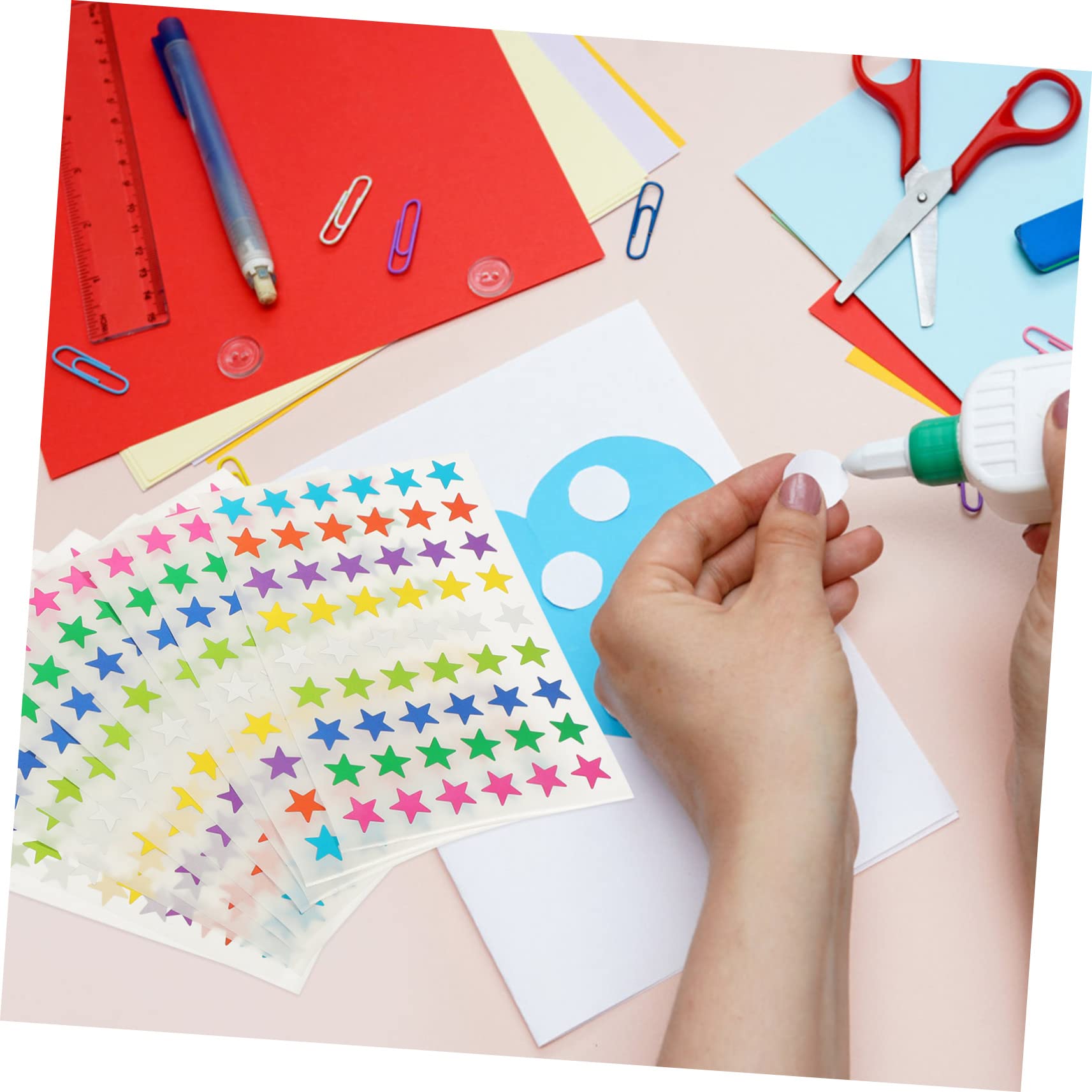 NUOBESTY 250hojas Pegatinas Autoadhesivas De Estrellas Para Scrapbooking De Stickers Coloridos Para Decoración De y Álbumes Para Manualidades y Proyectos