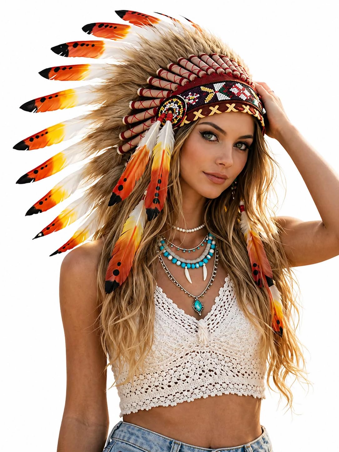 Feather Headdress Short Festival Costume
