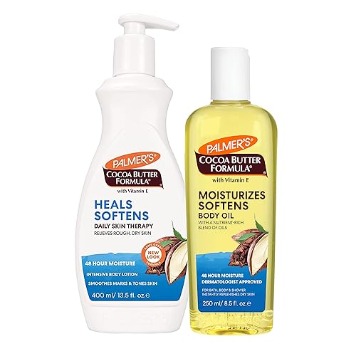 Palmer's Aceite corporal + lociĂłn corporal, paquete de cuidado de la piel de manteca de cacao para piel seca, proporciona 48 horas de humedad para Palmer's Aceite corporal + lociĂłn corporal, paquete de cuidado de la piel de manteca de cacao para piel seca, proporciona 48 horas de humedad para