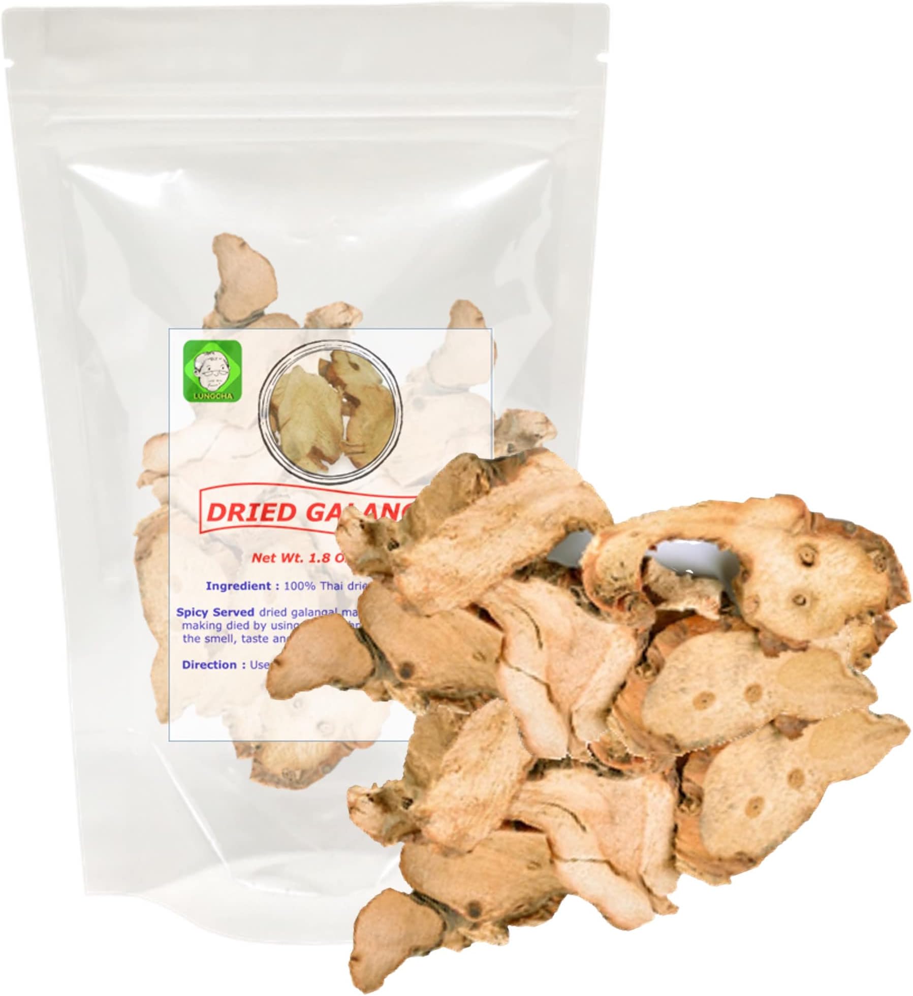 Lungcha Dried Galangal Slide 50 gram Part Of Tom Yum Sets Thai Food Hot and Spicy Soup For The Kitchen will Returnable To Fresh After Cooked.