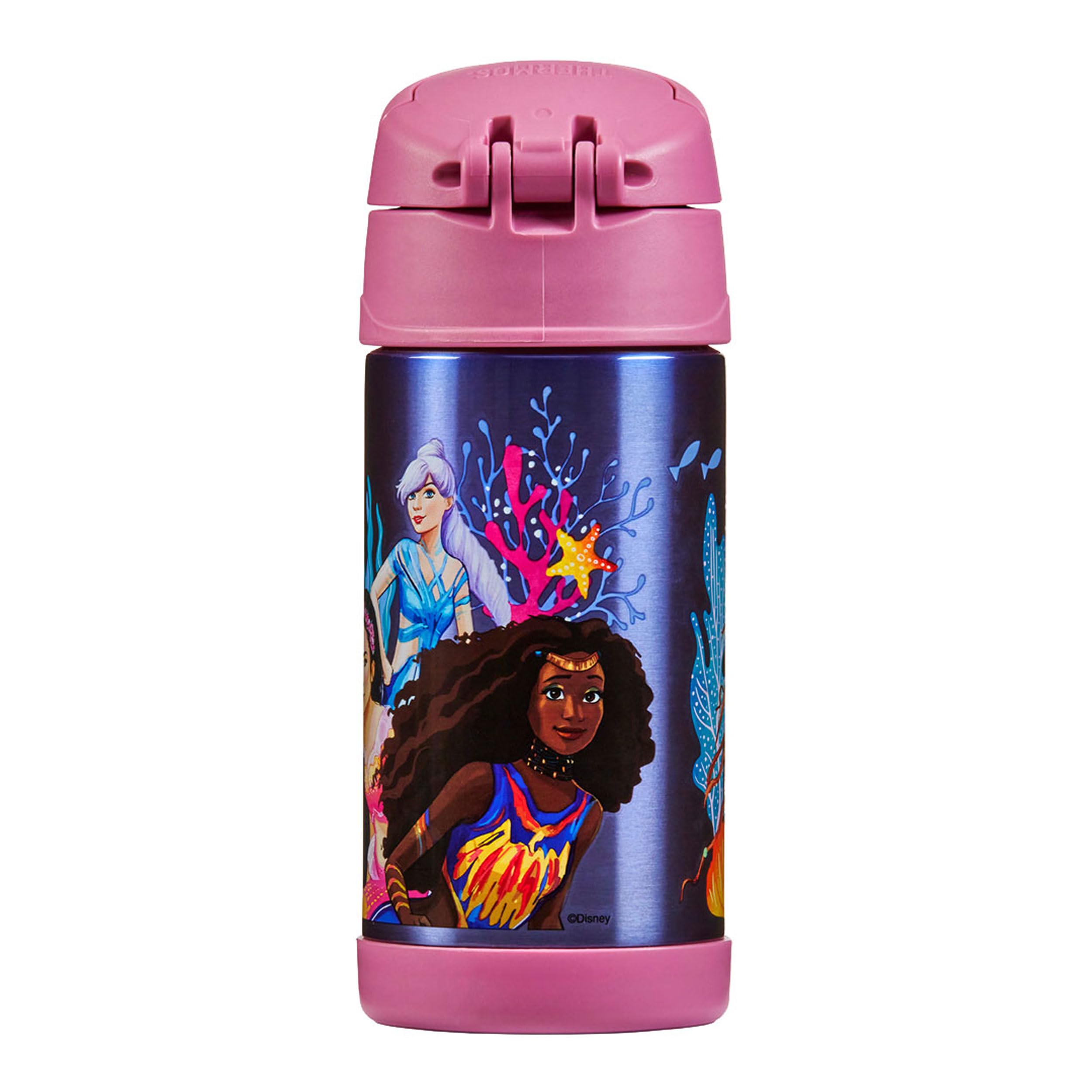 Thermos, The Little Mermaid Water Bottle (355ml), BPA Free, Stainless Steel, Spill Proof, Pop-Up Straw - Image 3