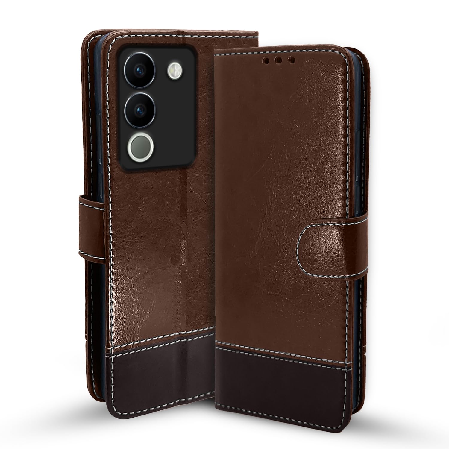 Pikkme Vivo Y200 5G Flip Cover | Dual-Tone PU Leather Finish | Wallet Style & Stand | Magnetic Flip Case for Vivo Y200 5G (Brown & Coffee) (B0CMHW3XTY) Amazon Price History, Amazon Price Tracker