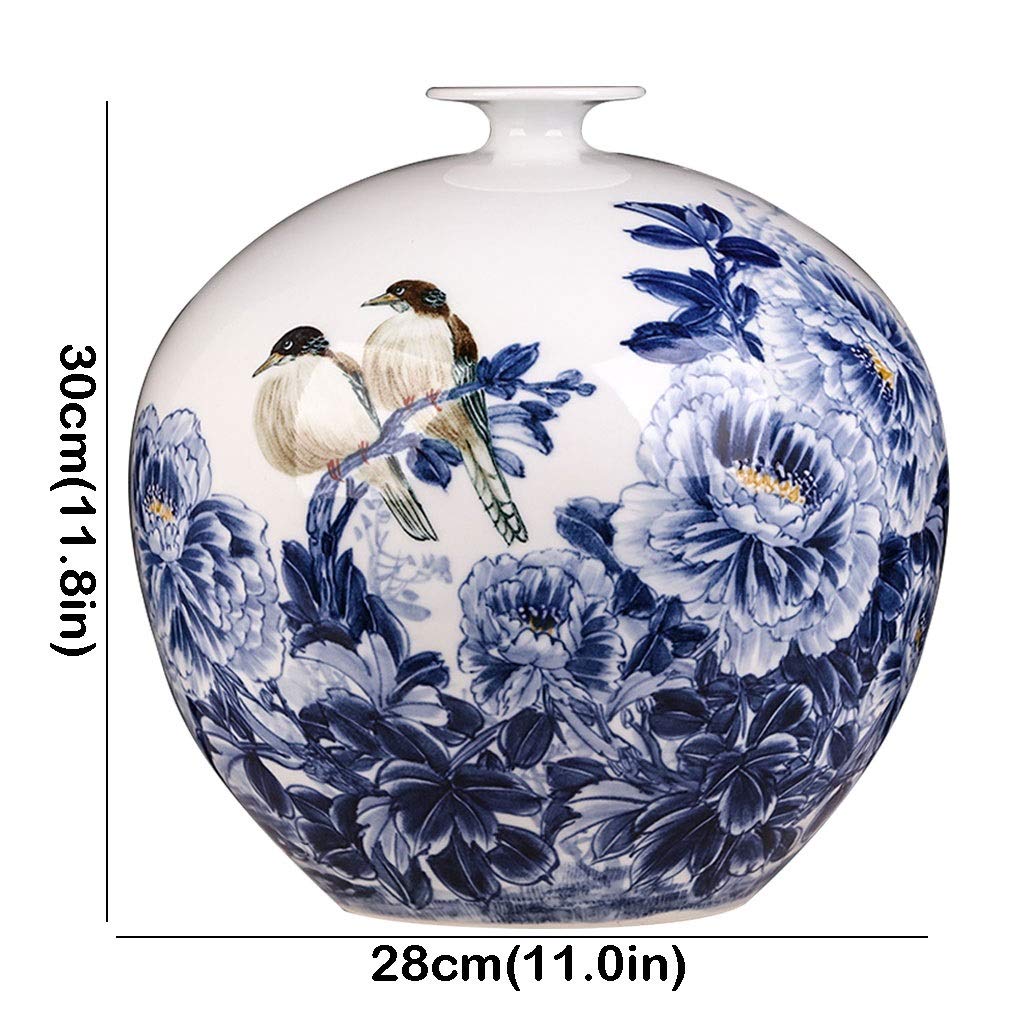 青白陶器 花瓶 手描き風景画 Amazon.co.jp: FlowerVasesforDecorChineseCeramicVase、手描きの青と