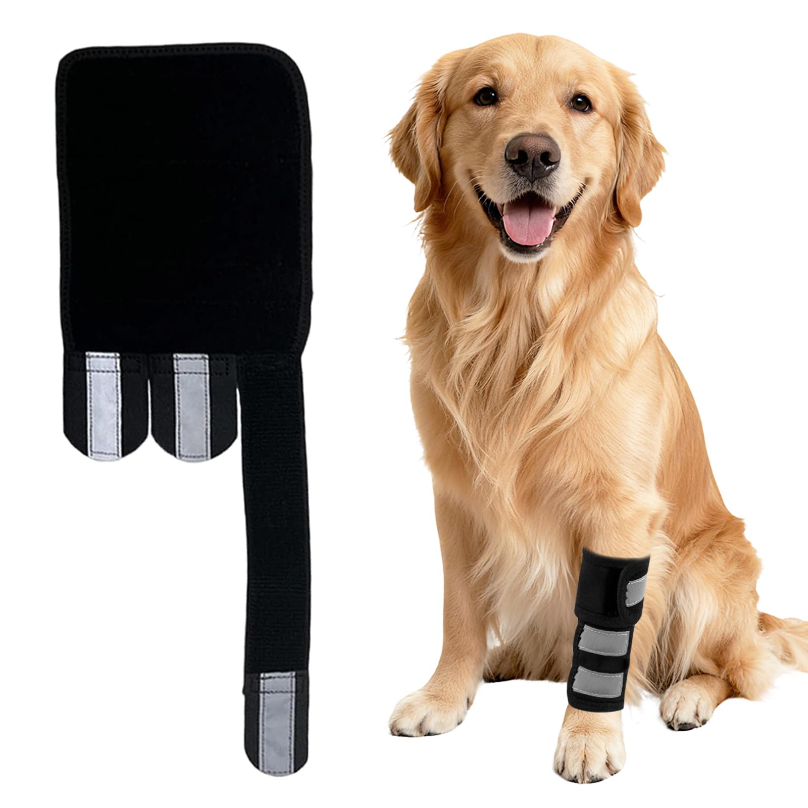 DAVBNM Dog Elbow Protector Front Leg Brace, Dog Knee Brace, Elbow Bandage Protector, Reflective Dog Leg Support, Adjustable Wound Protector for Recovery（XL）