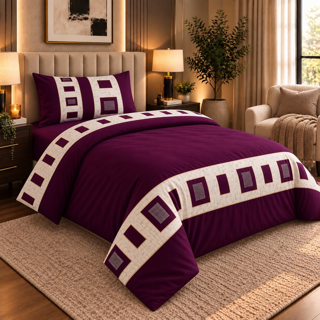 Opulent Living Single Bedding Sets - Duvet Cover, Fitted Sheet & Pillowcase