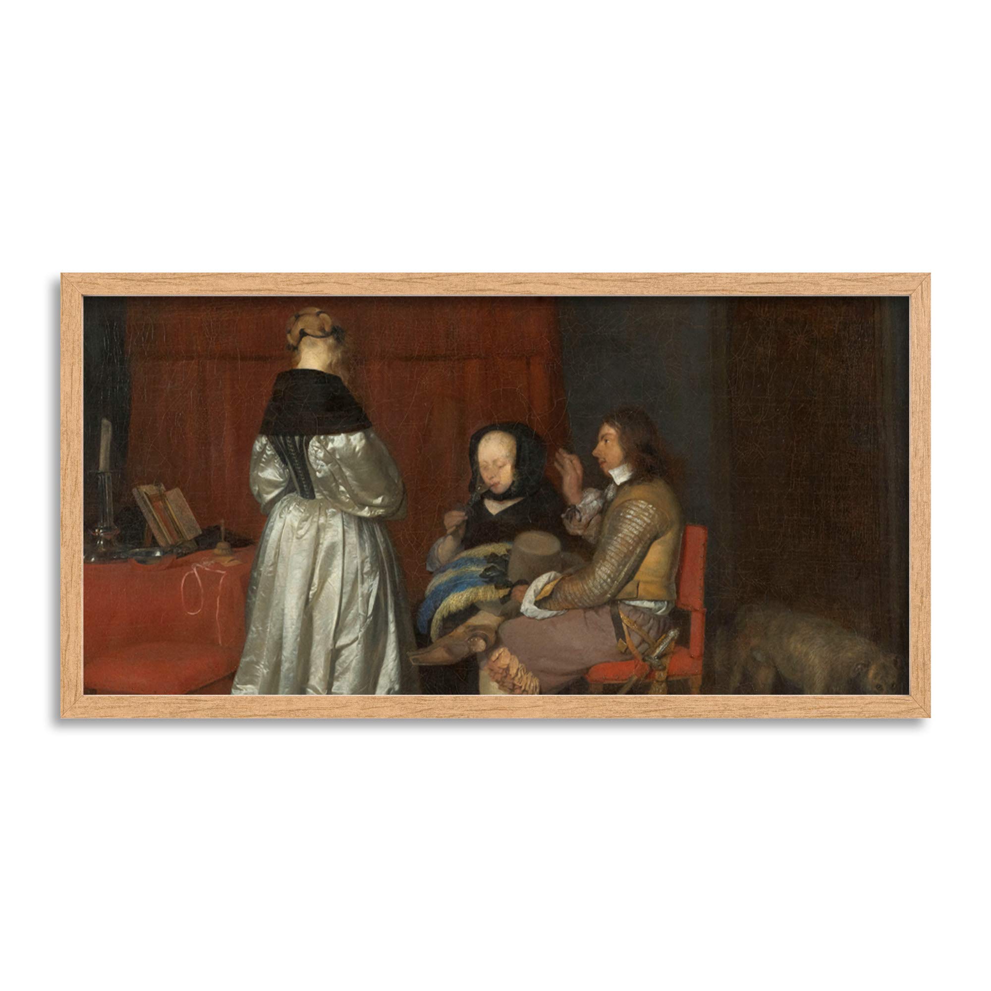 Ter Borch Gallant Conversation Paternal Admonition Framed Wall Art Print Long 25X12 Inch