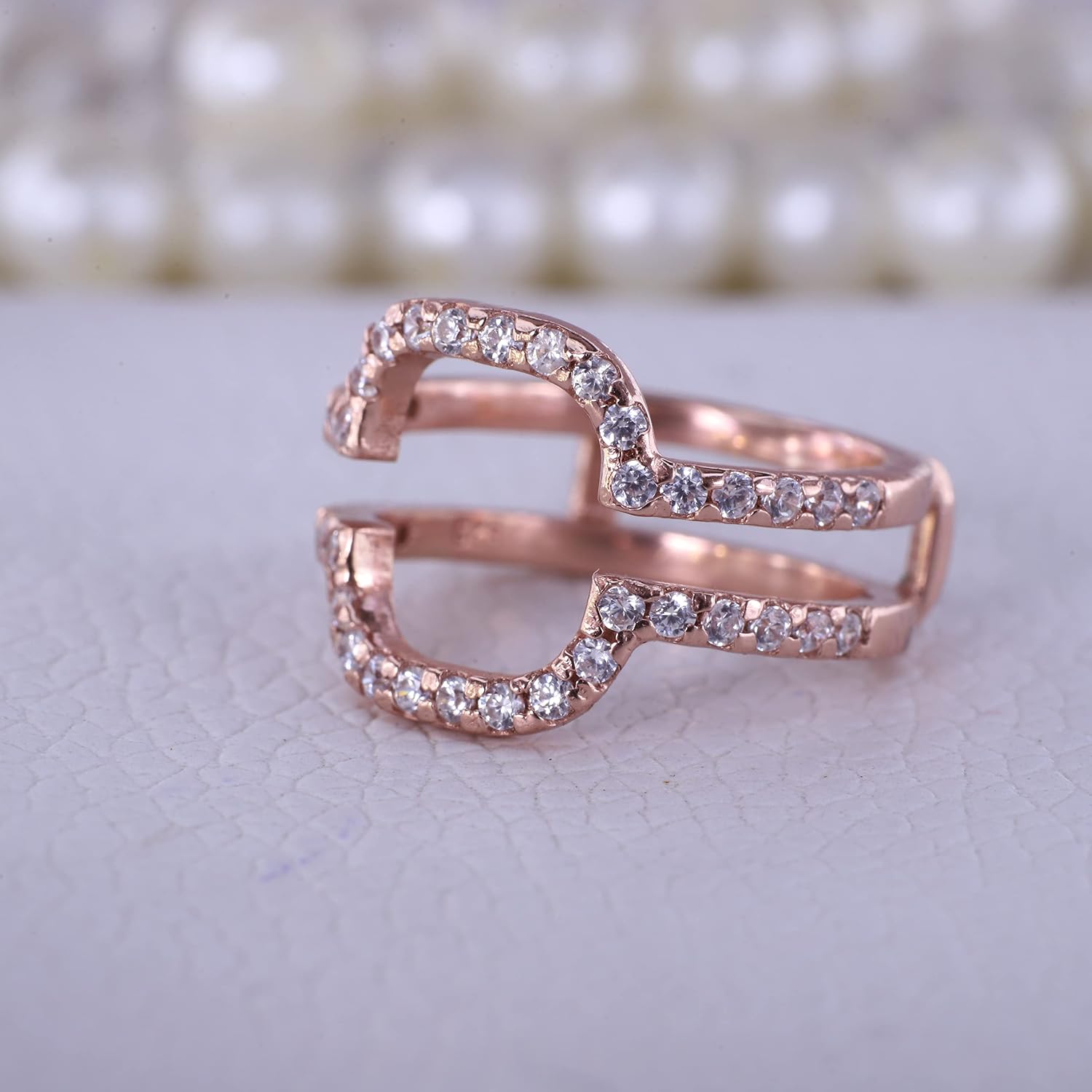 Vintage Diamond Ring Enhancer Rose Gold Plated Engagement Ring Wrap Stackable Bridal Ring Guard Birthday Gift For Her Promise Enhancer Band Stackable Diamond Enhancer BY ABEST JEWELRY