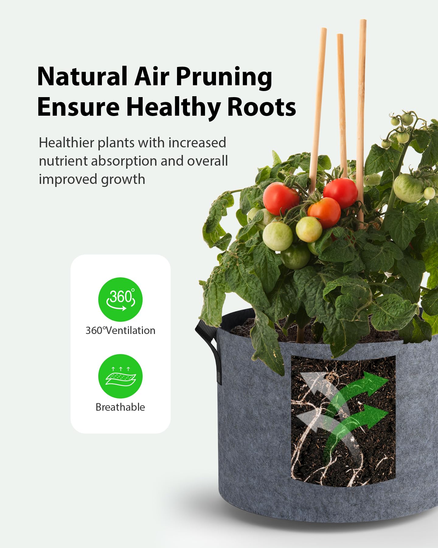 Paquete de 5 bolsas de cultivo gruesas de 15 galones, macetas de tela no tejida multiusos con asas duraderas, macetas de jardín al aire libre para frutas, verduras, flores, hierbas, plantas