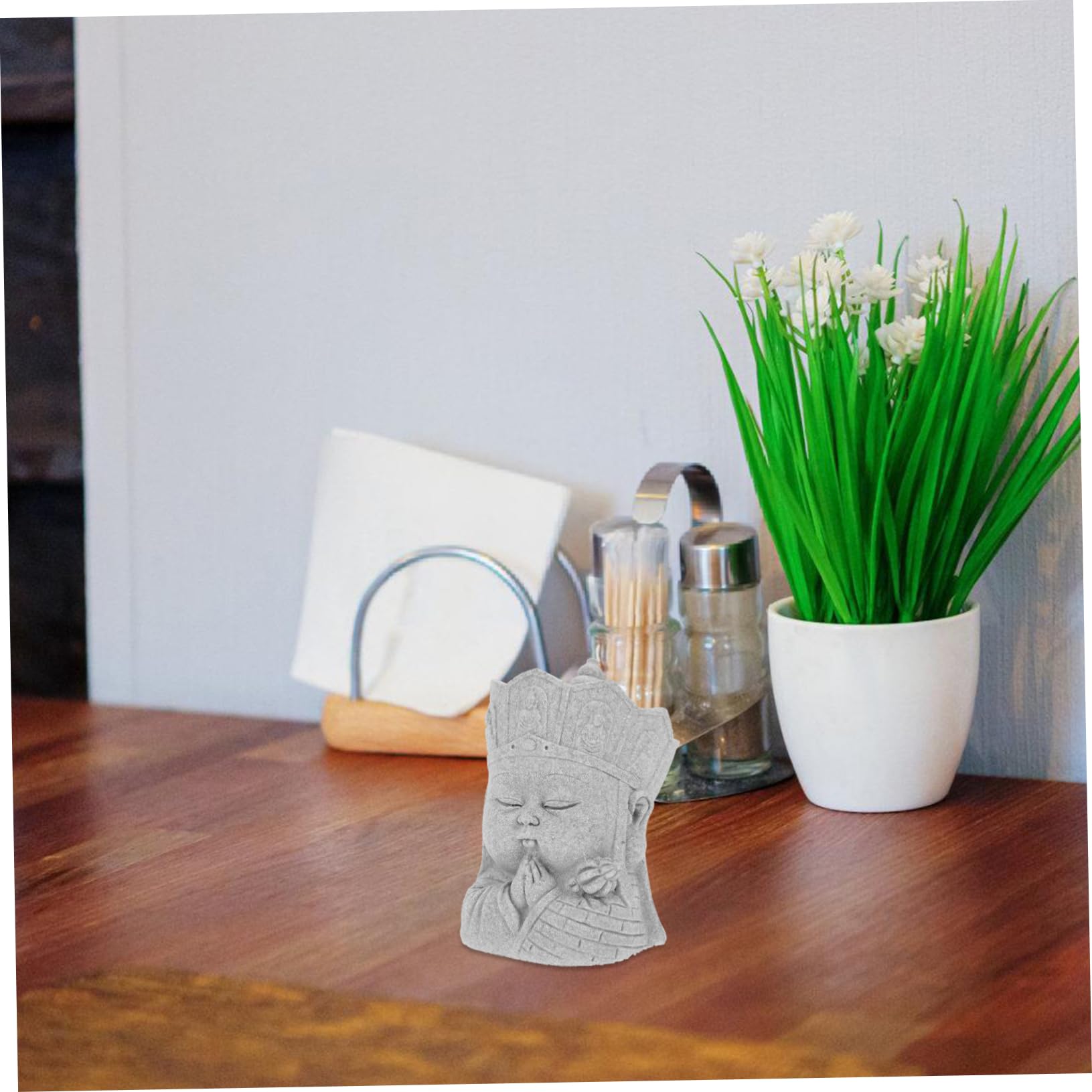Sosoport 4piezas Estatua De Buda De Arenisca para Acuarios Decoración Creativa De Peceras y Terrarios Figura Religiosa para Paisajismo Acuático Adorno De Escritorio y Estante