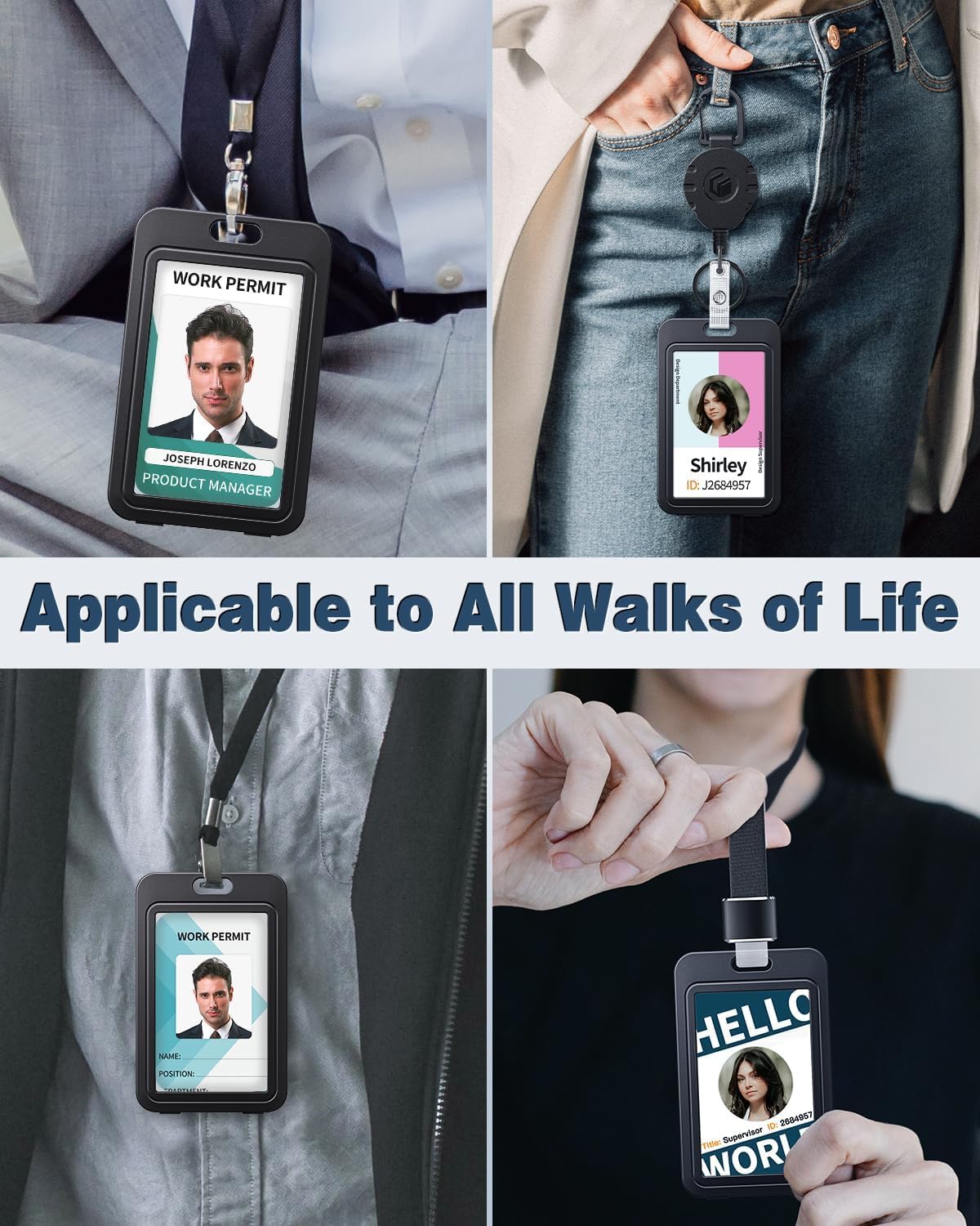 Uniclife Set van 3 schuifmappen voor identiteitskaarten, horizontaal