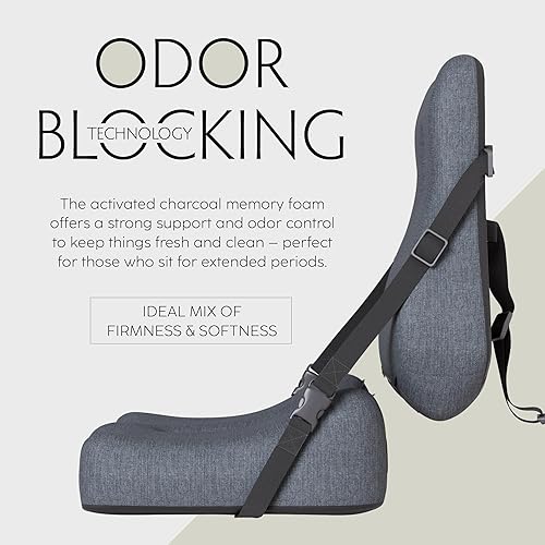 Miniatura 6 de Cojín de asiento de apoyo lumbar (2 piezas)  Cojín de asiento de espuma viscoelástica para dolor de espalda baja y soporte de coxis  Almohada