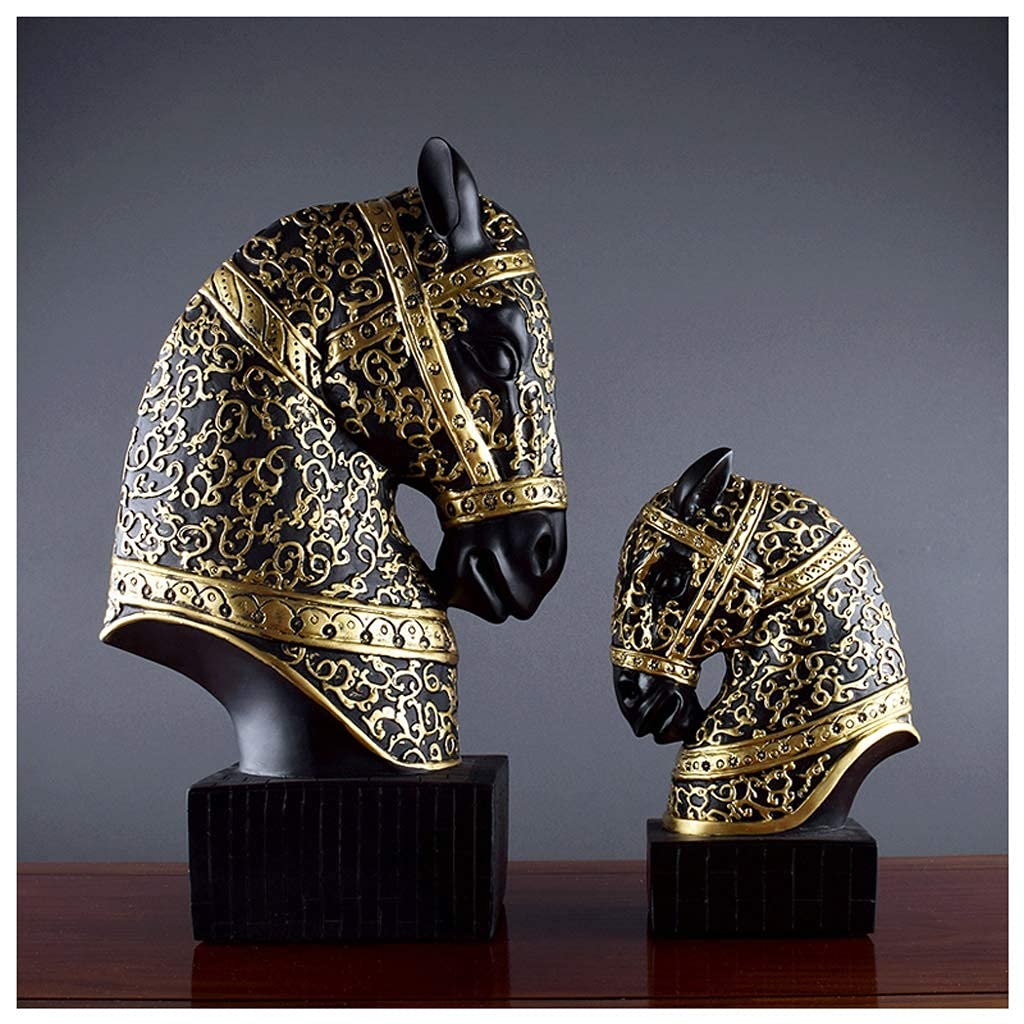 Statuetta Scultura Testa di Cavallo Oggetti in Resina per libreria Ufficio Soggiorno Accessori per la Decorazione del Desktop di casa Opere d'Arte squisite (Size : Small) Ornamenti