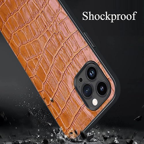 Miniatura 2 de CYSUE Funda de cuero genuino para iPhone 1414 Plus14 Pro14 Pro Max, diseño clásico de cocodrilo de cuero genuino, ajuste delgado, funda protectora