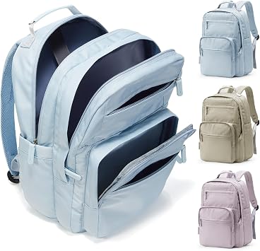 Casual Laptop Backpack for Women Work Travel Daypack Bags, Lightweight Waterproof Backpacks with 2 Large Main Compartments, Anti Theft Slim Sturdy Back Pack, 15 Laptop Sleeve, Blue