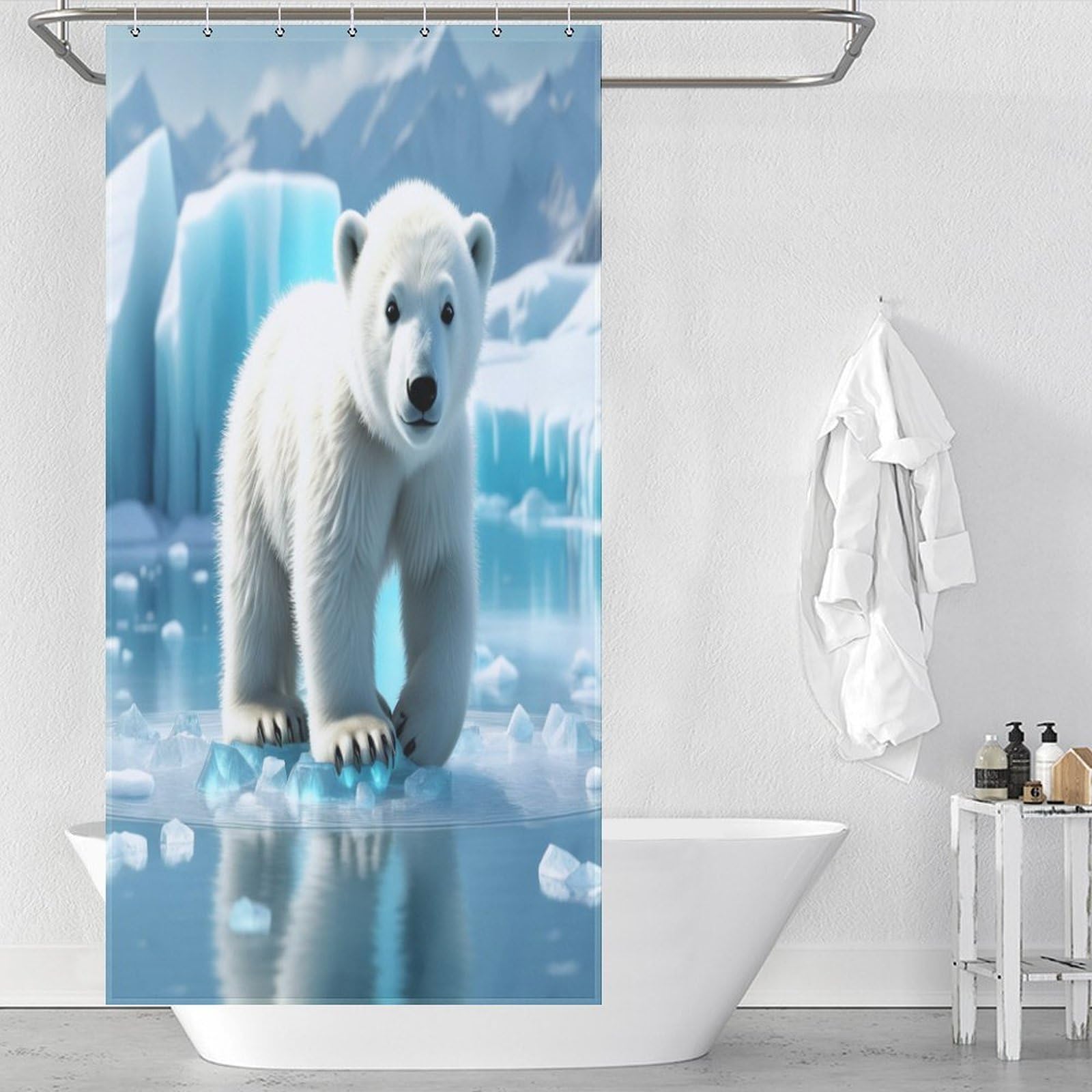 Rideau de douche imperméable et lavable en polyester 92x183cm