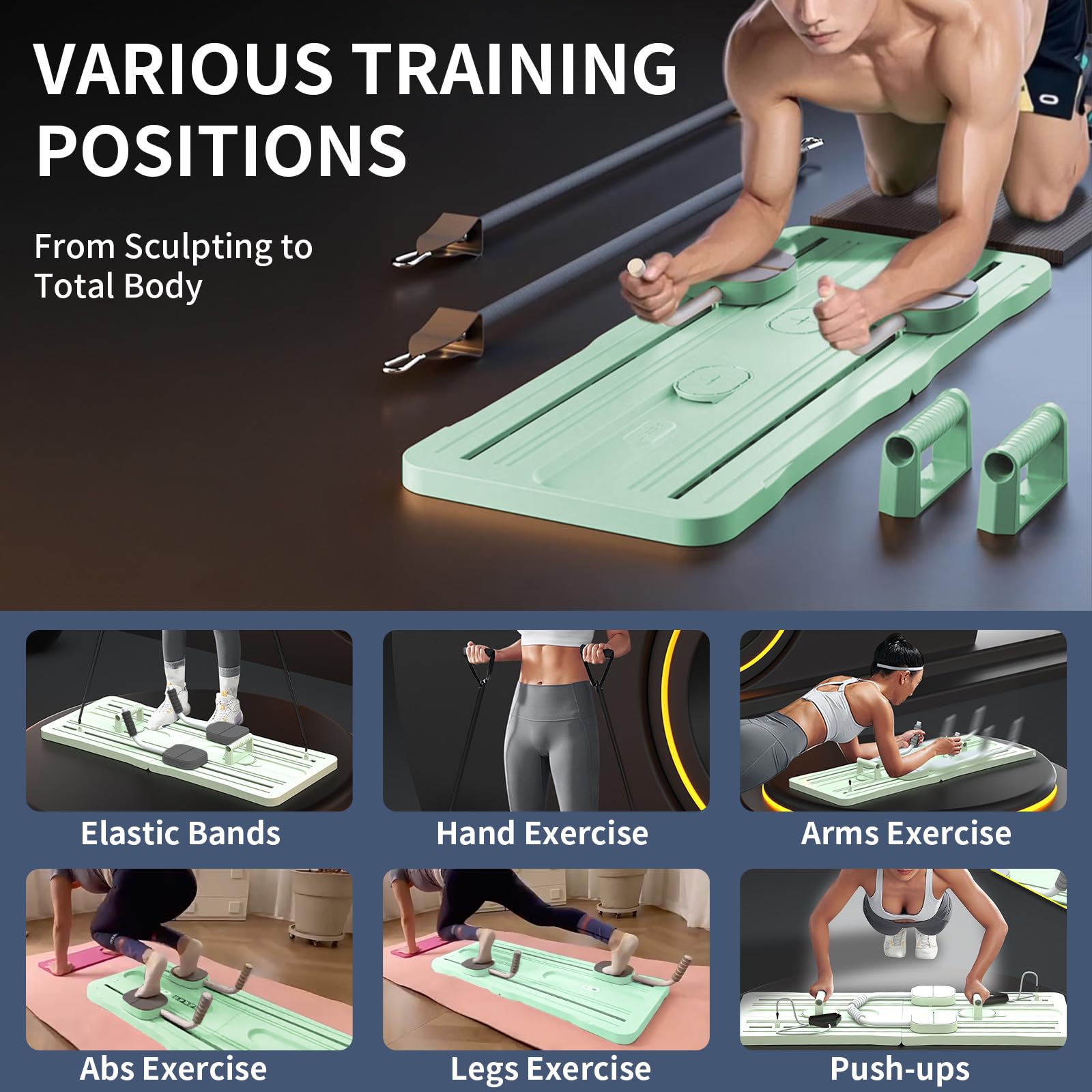 Pilates Reformer Board – Multifunktionale Bauchübungsplatte für Core-Stärke, Gleichgewicht, Flexibilität und Ganzkörper-Training, ideal für Anfänger und Fitness-Enthusiasten (Grün)